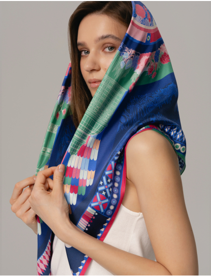 Картинка Шовкова хустина «Garden Navy»